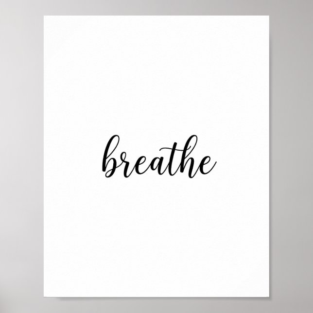 Arte de pared con cita de Breathe Script (Frente)