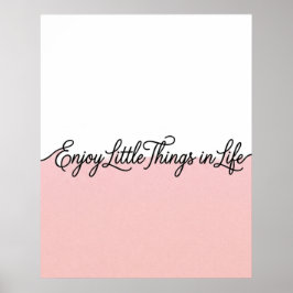 Arte de pared con cita 'Disfruta la vida' rosa y b