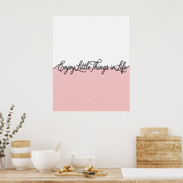Arte de pared con cita 'Disfruta la vida' rosa y b