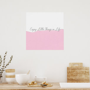 Arte de pared con cita 'Disfruta la vida' rosa y b