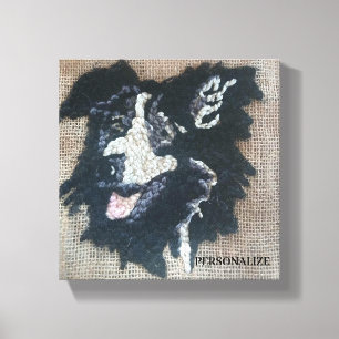 Arte de pared con diseño de border collie de punch