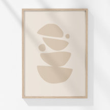 Arte de pared con formas abstractas neutras minima
