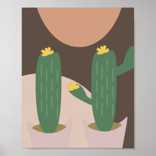 Arte de pared con formas bohemias de cactus altos