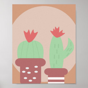 Arte de pared con formas y macetas de arcilla con 