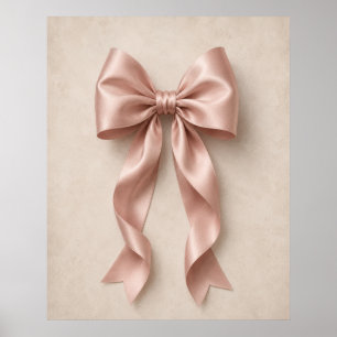 Arte de pared con lazo de satén rosa Póster feme