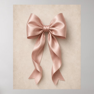 Arte de pared con lazo de satén rosa | Póster feme