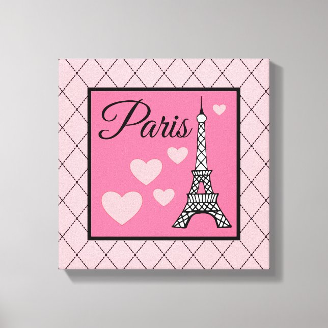 Arte de pared con letrero de París rosa (Anverso)