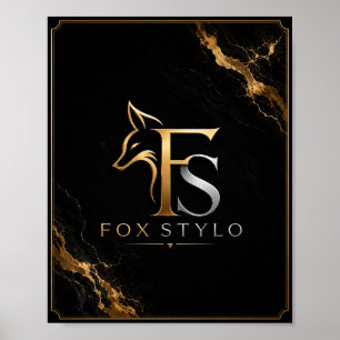 Arte de pared con logo FoxStylo de lujo en negro y