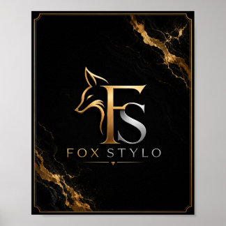 Arte de pared con logo FoxStylo de lujo en negro y