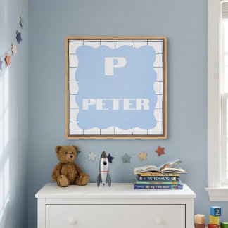 Arte de pared con monograma de inicial y nombre pe
