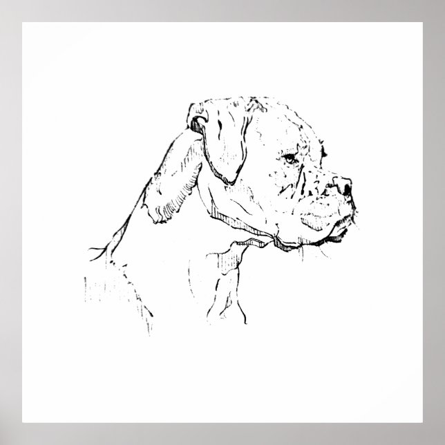 Arte de pared con tinta de Boxer – Dibujo lineal m (Frente)