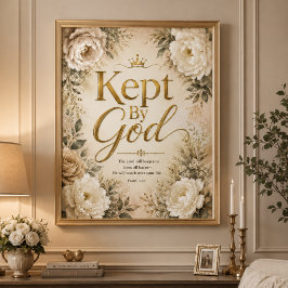 Arte de Pared con Versículo Bíblico en Oro y Blanc
