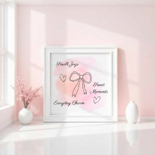 Arte de pared coquette de acuarela rosa personaliz