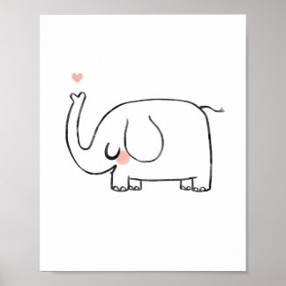 Arte de pared corazón de guardería de elefante lin