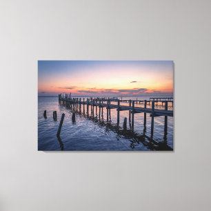 Arte de pared costera - Sereno atardecer en el océ