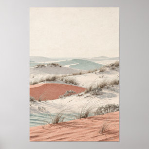 Arte de pared costero de dunas de coral y vidrio d