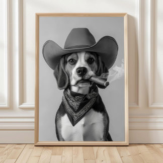 Arte de Pared Cowboy Beagle, Impresión Occidental,