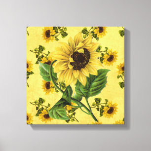 Arte de pared cuadrado de girasoles vintage