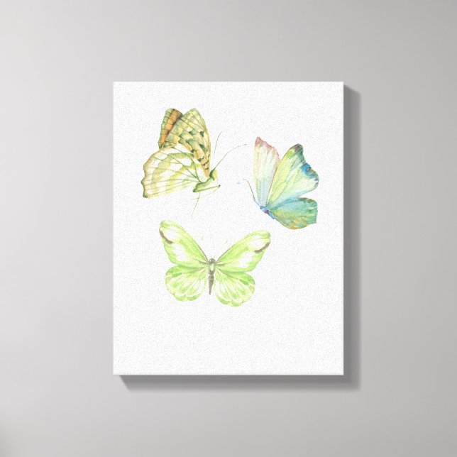 Arte de pared de 3 mariposas - Lienzo envuelto (Anverso)