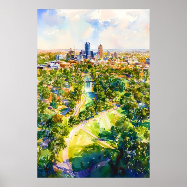 Arte de pared de Adelaide acuarela Póster Adelaide (Frente)