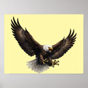 Arte de pared de águila calva majestuosa en vuelo
