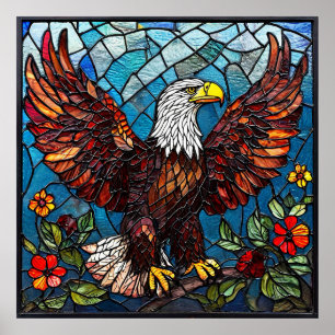 🦅 Arte de pared de águila calva mosaico para deco