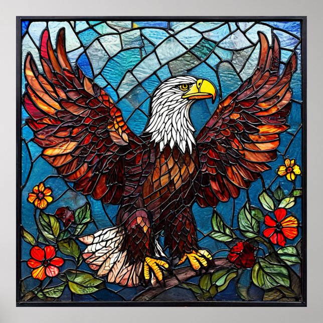 🦅 Arte de pared de águila calva mosaico para deco (Frente)