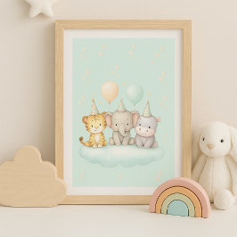 Arte de pared de animales bebés safari lindos