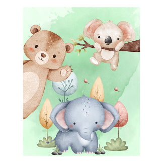 Arte de pared de animales de safari para guardería