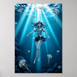 Arte de pared de anime de océano profundo respland