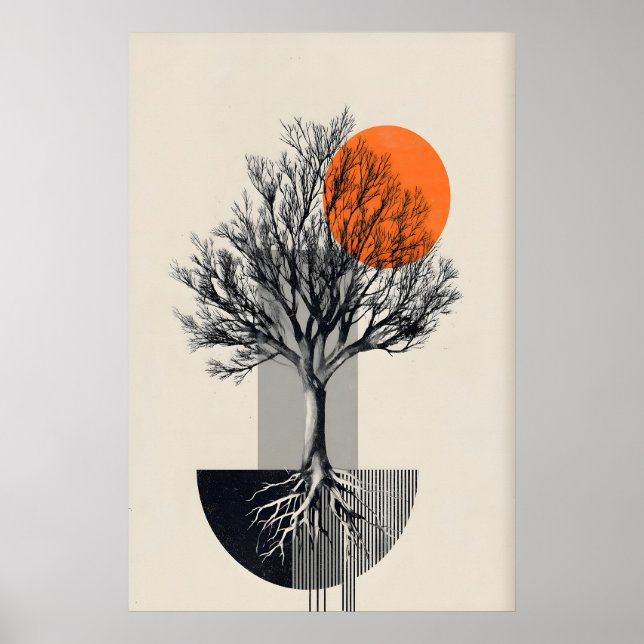 Arte de pared de árbol abstracto - Geométrico mini (Frente)