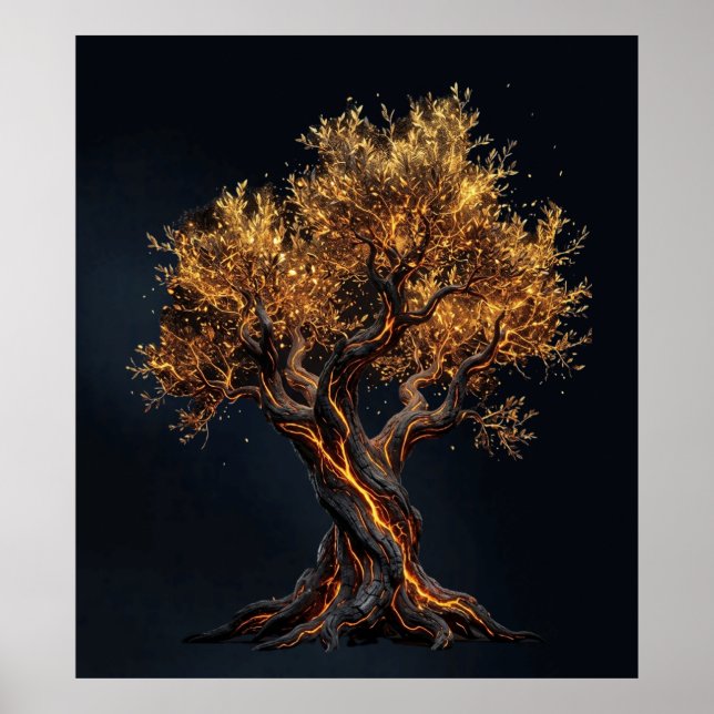 Arte de pared de árbol en llamas (Frente)