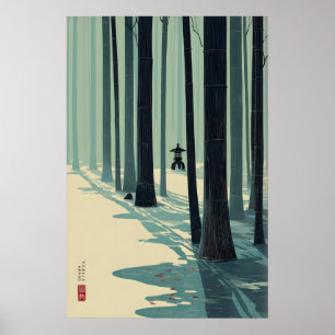 Arte de pared de arboleda de bambú diseño minimali