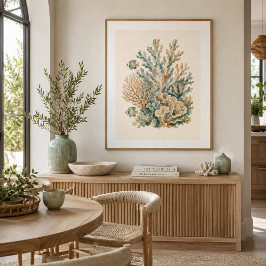 Arte de pared de arrecife de coral costero moderno