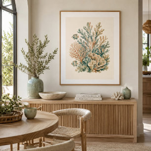Arte de pared de arrecife de coral costero moderno