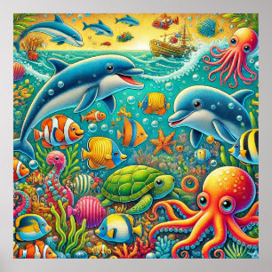 Arte de Pared de Arrecife de Coral – Vivero de Vid