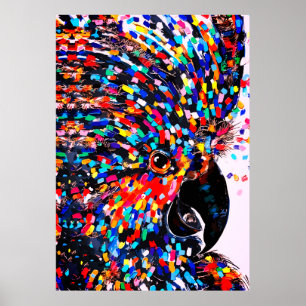 Arte de Pared de Ave Tropical Vibrante en Expresio