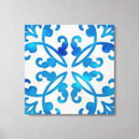 Arte de pared de azulejos azul 24x24