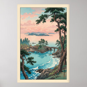 Arte de pared de bahía costera - Pinos, puente, ca