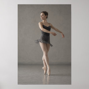 Arte de pared de bailarina en vestido negro en pun
