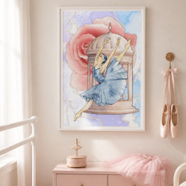 Arte de pared de bailarina rosa