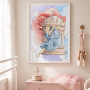 Arte de pared de bailarina rosa