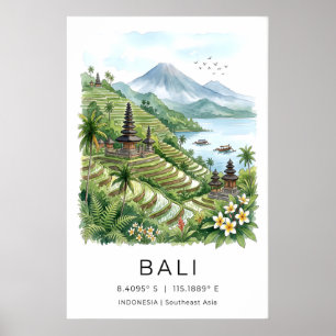 Arte de pared de Bali Impresión de campos de arroz
