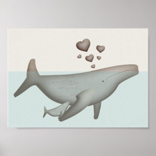 Arte de pared de ballena y guardería de bebés