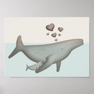 Arte de pared de ballena y guardería de bebés