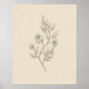 Arte de pared de baño floral minimalista Soft Bloo
