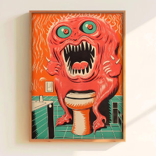 Arte de pared de baño Imprimible Póster de Monstru