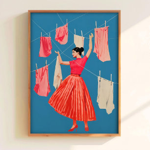 Arte de pared de baño retro de estampado de lavand
