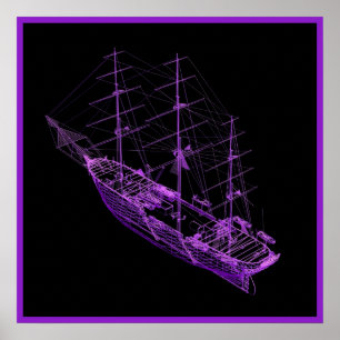 Arte de pared de barcos piratas 20x20