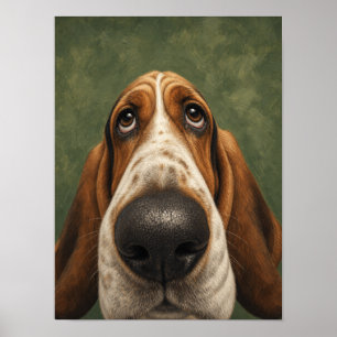 Arte de Pared de Basset Hound — Primer Plano Diver